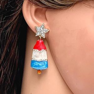 Red White Blue Popsicle Bomb Pop Star Earrings NEW!